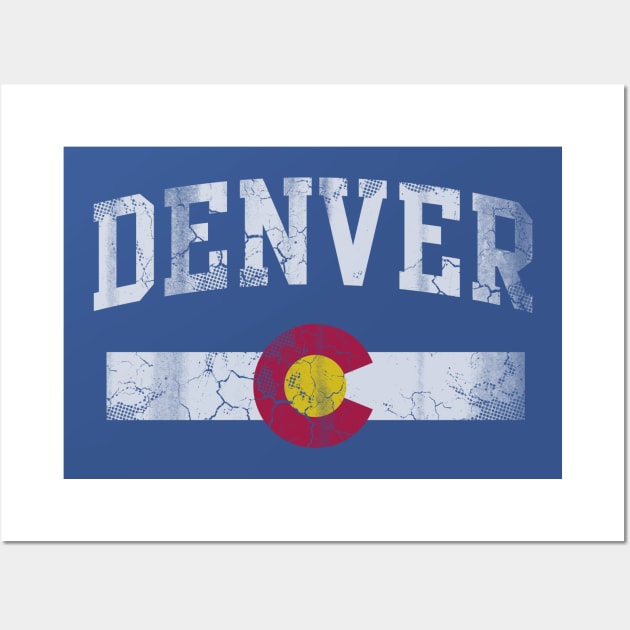 Vintage Denver Colorado Flag Retro Wall Art by E